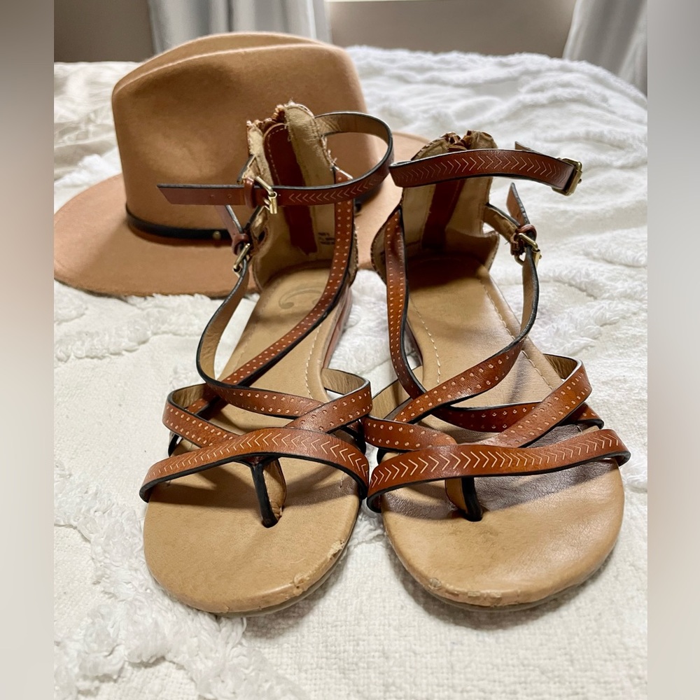 Wrap around leather flip flops